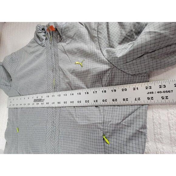 Puma Womens Gray & Yellow Checkered Full-Zip Jacket Size XL Lightweight Sports - Picture 7 of 8